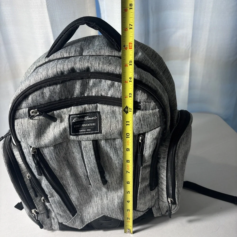 Eddie Bauer First Adventure Backpack Baby Diaper Bag Gray Black Waterproof 16